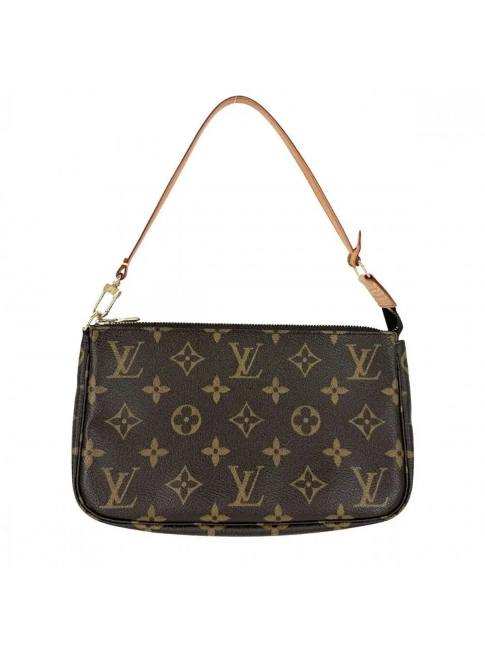 Louis Vuitton Big Handbag Pochette Soir Monogram Canvas Brown Gold